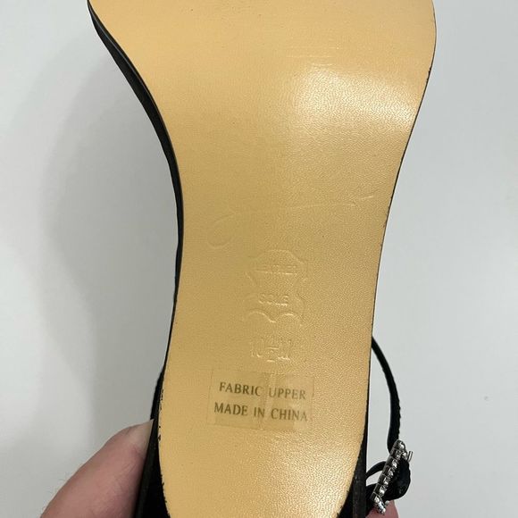 Johnathan Kayne Footwear Open Toe Heels Jeweled Ankle Strap Black/Purple Sz 10.5 - Picture 8 of 13